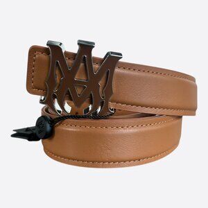 Amiri Brown MA Logo Leather Belt
